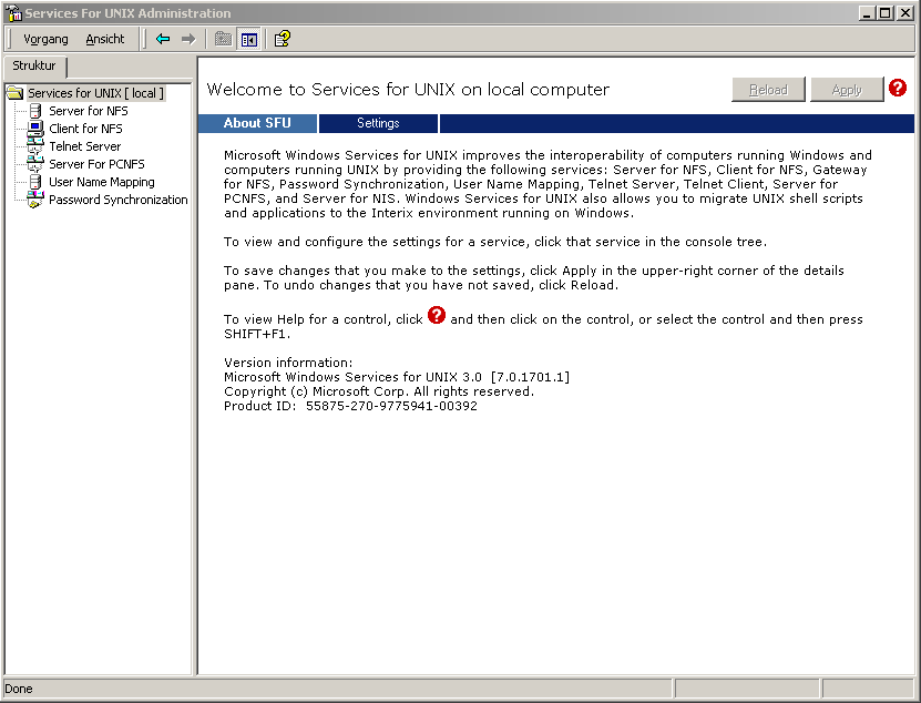 Windows Services for UNIX Help Page (2002)